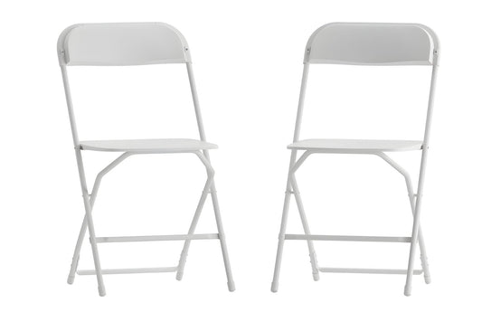 Beige folding chairs for corporate picnic or outdoor reception party. Available for pickup or delivery in Maryland.