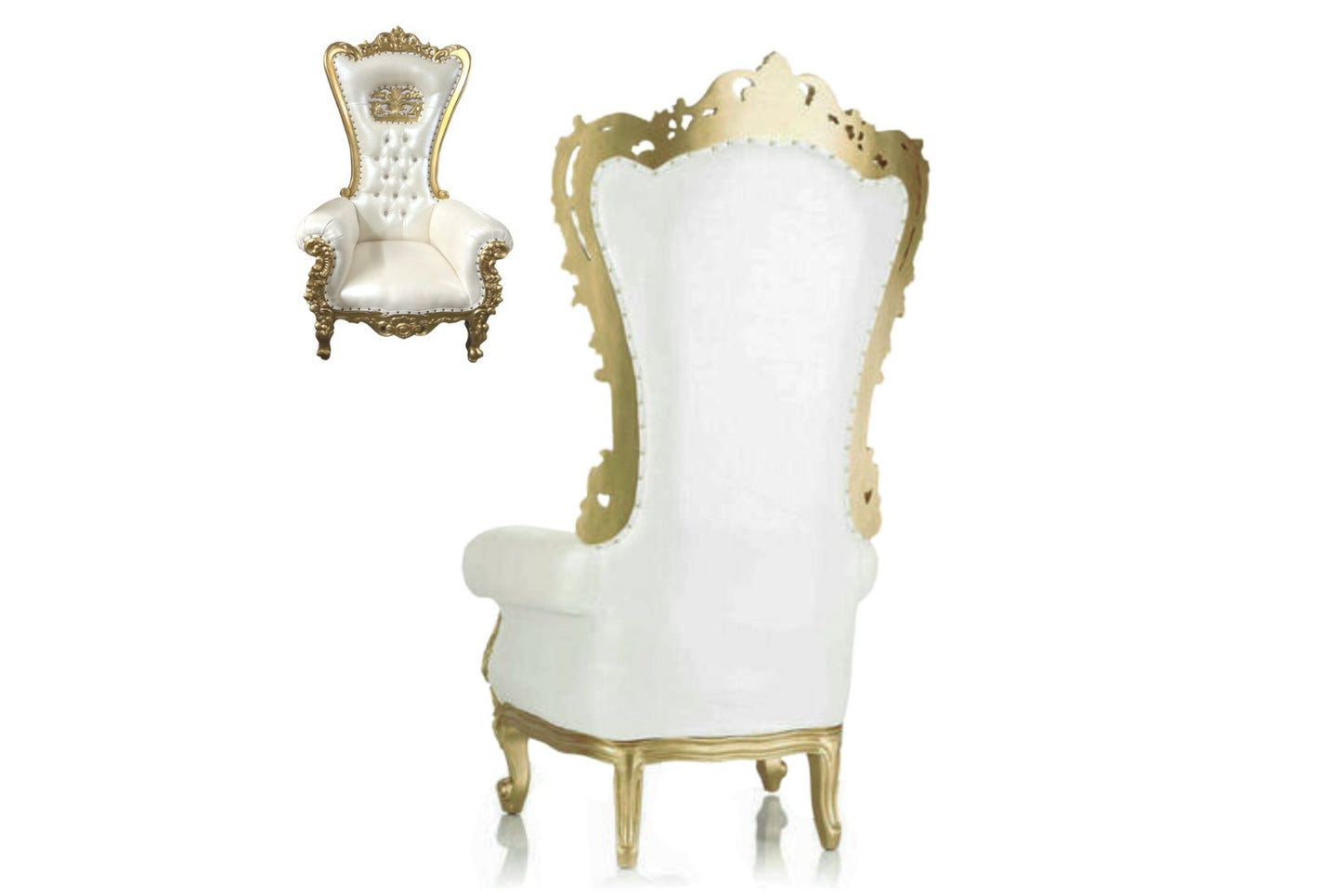 Crown Throne Chair Rental - Ivory and Gold