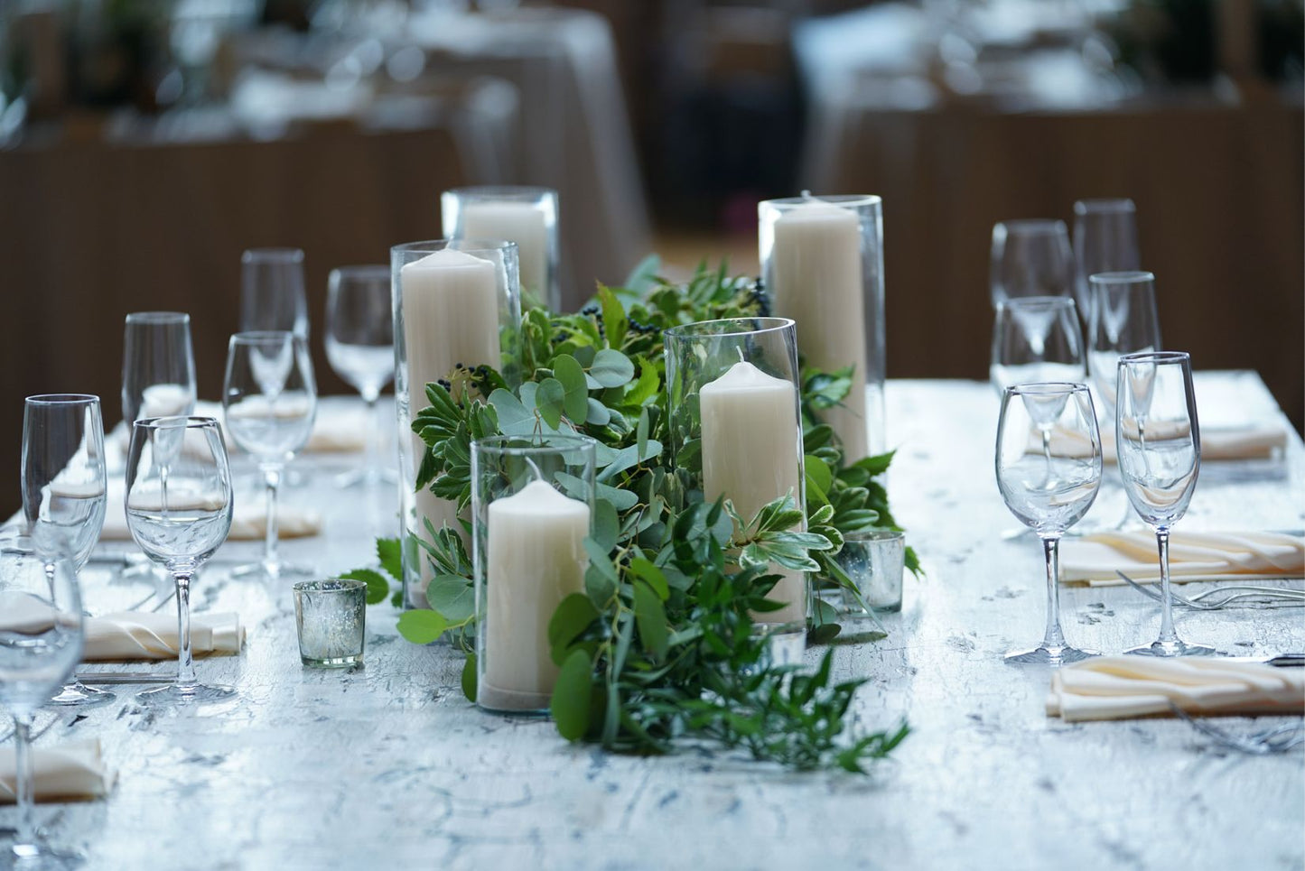 Glass vases for pickup and rent. Decorate with candles for table centerpieces.