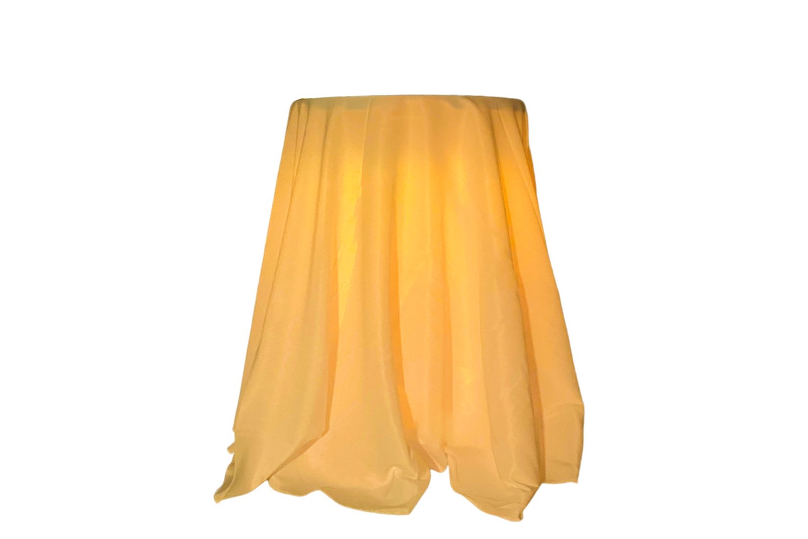 Highboy pub table with draped cloth and amber lighting. Table is for rent in PG county maryland