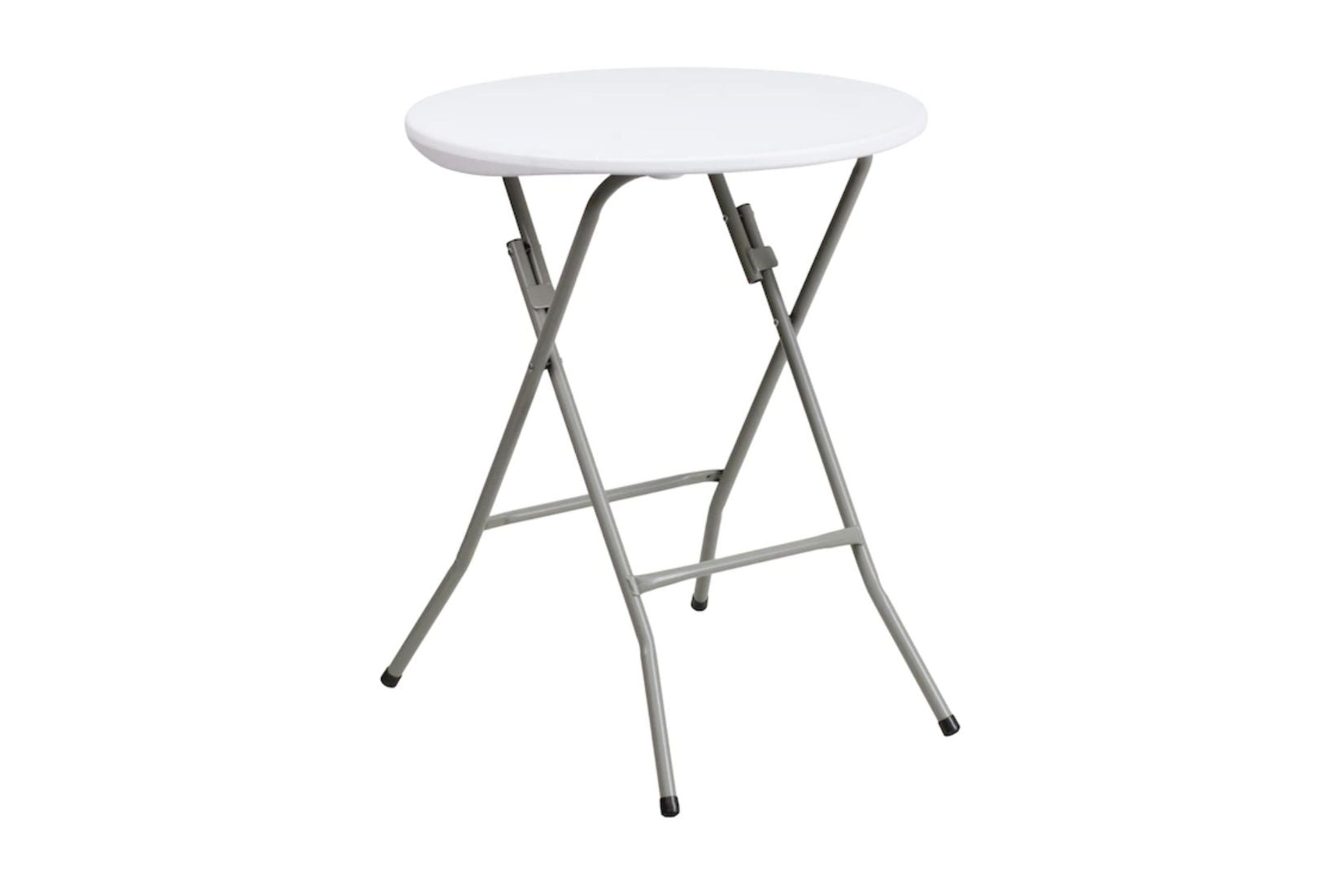 White folding cocktail pub table. Available for rent in Maryland